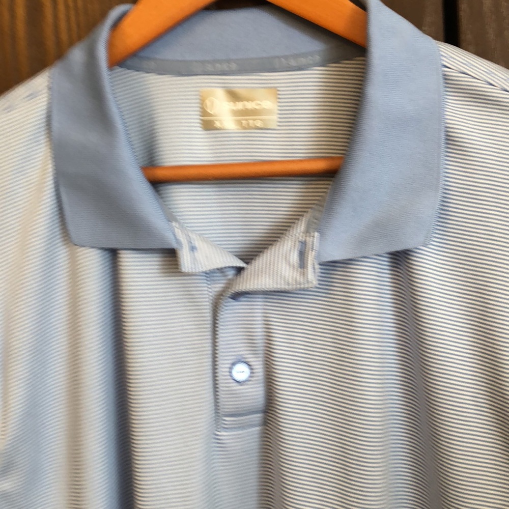 SUNICE XXL POLO/GOLF SHIRT - LIGHT BLUE STRIPE WITH BLUE COLLAR POLYESTE…